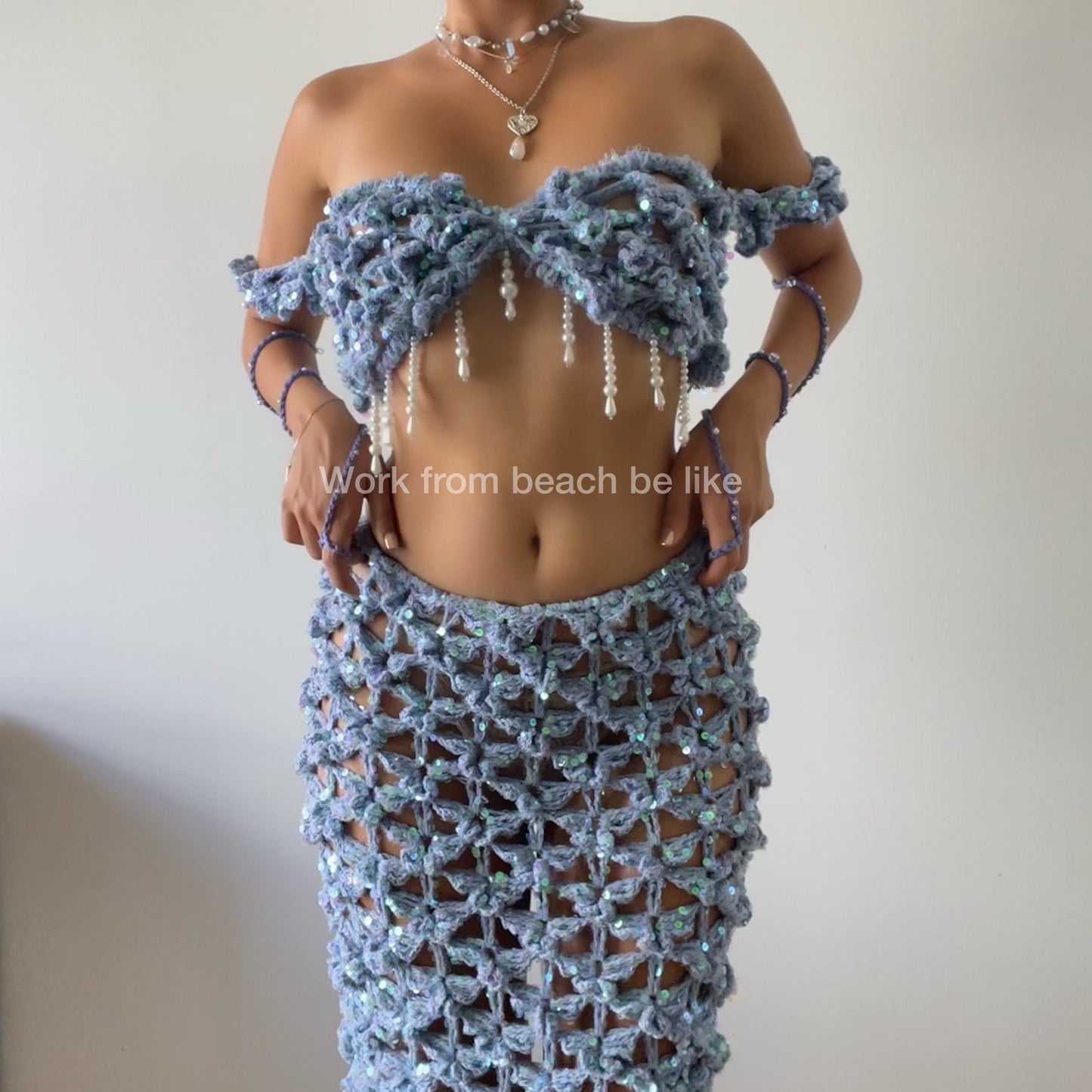 Butterfly set ( Top & Skirt ) - Blue