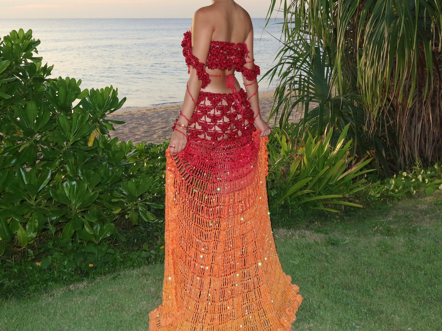 Set - Long tail skirt (See through) 7 Colors Available