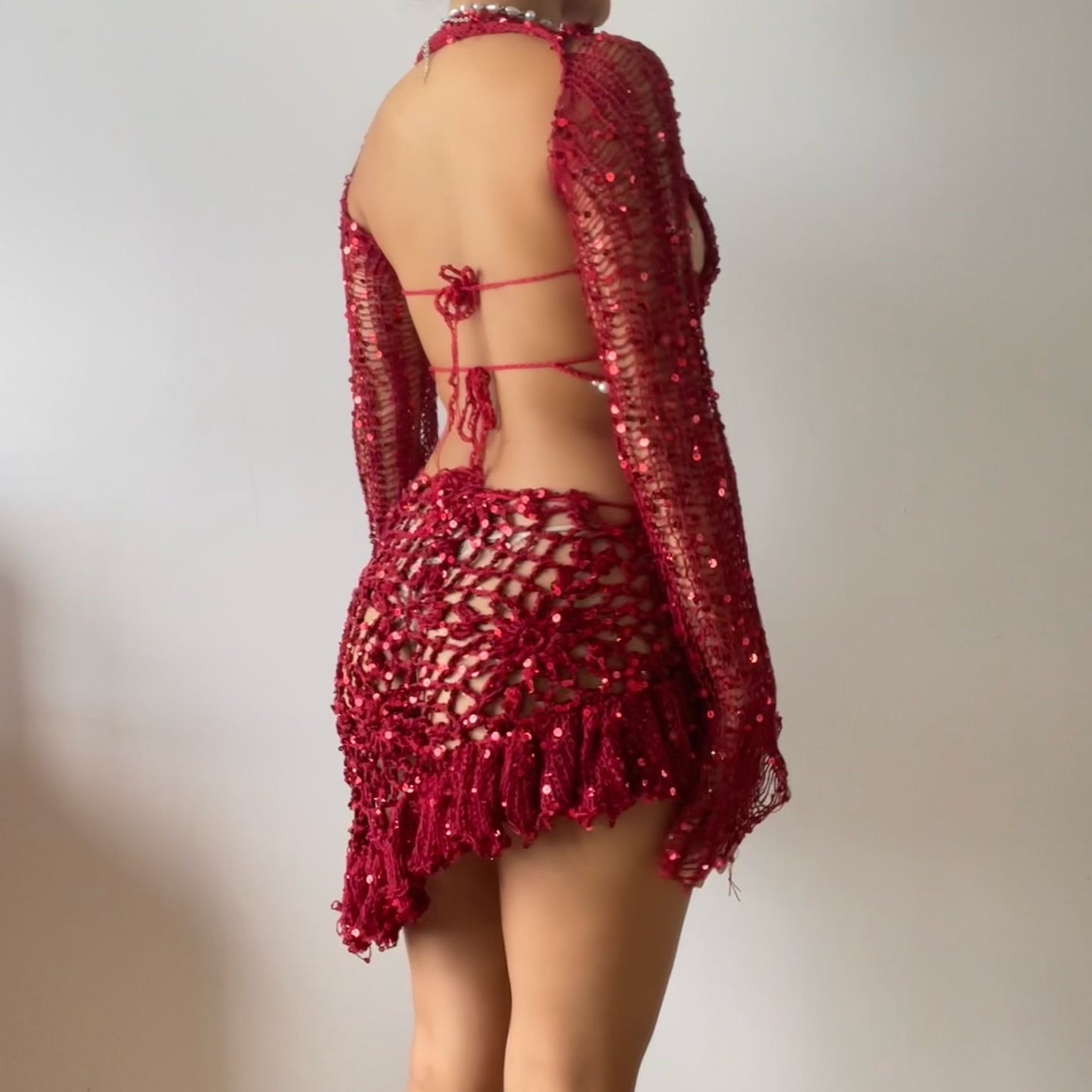 Pearl set ( Top & Skirt ) - Red