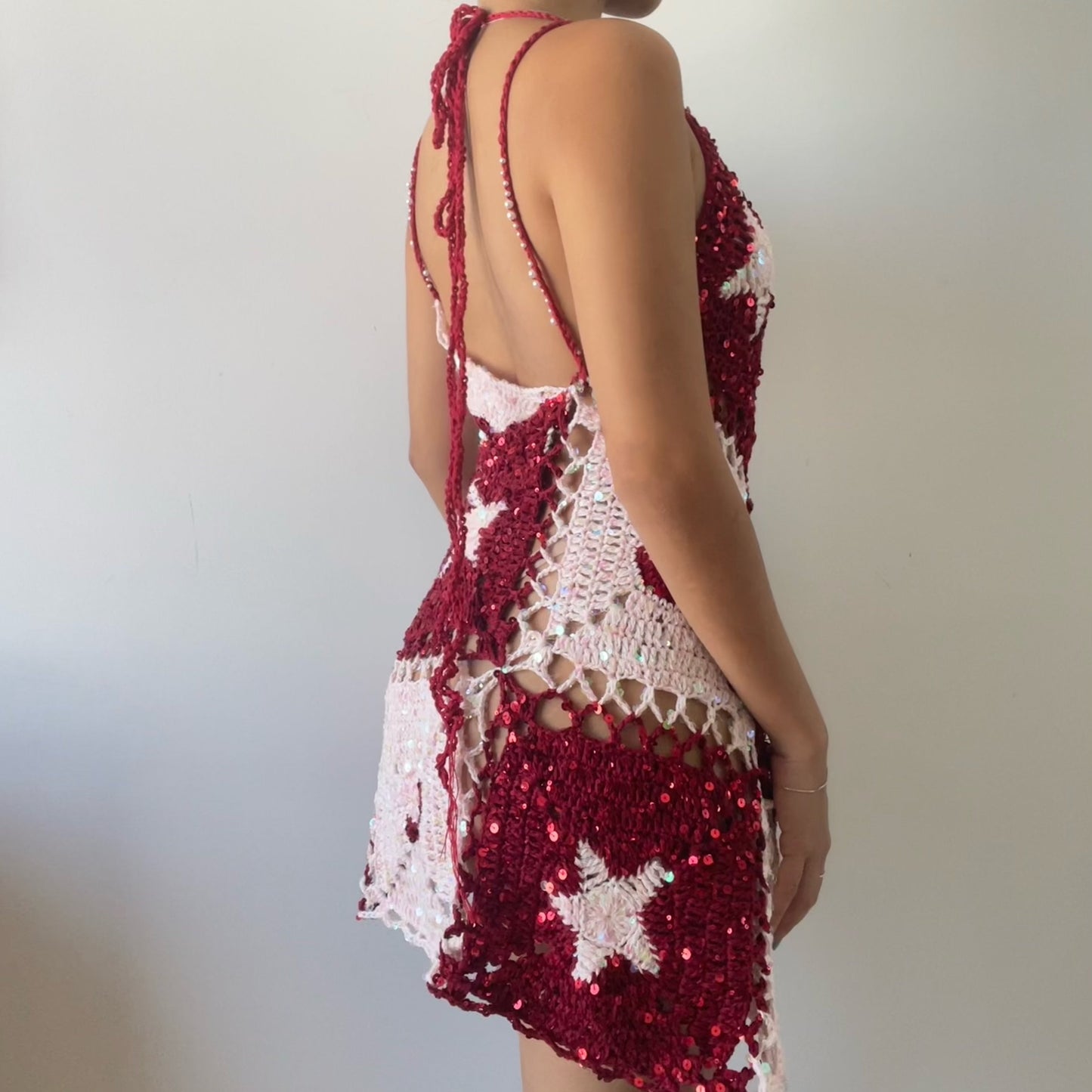 Moon & Star dress - Red & Pink ( short ver. )