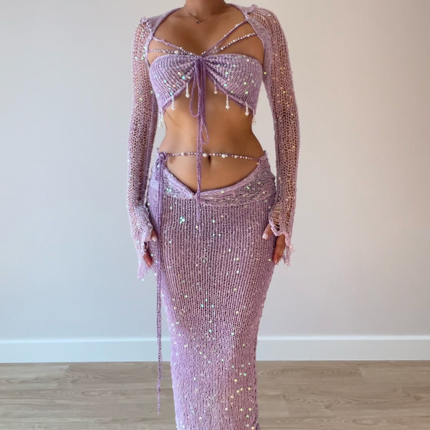 Butterfly set (Maxi skirt) - Pale Purple