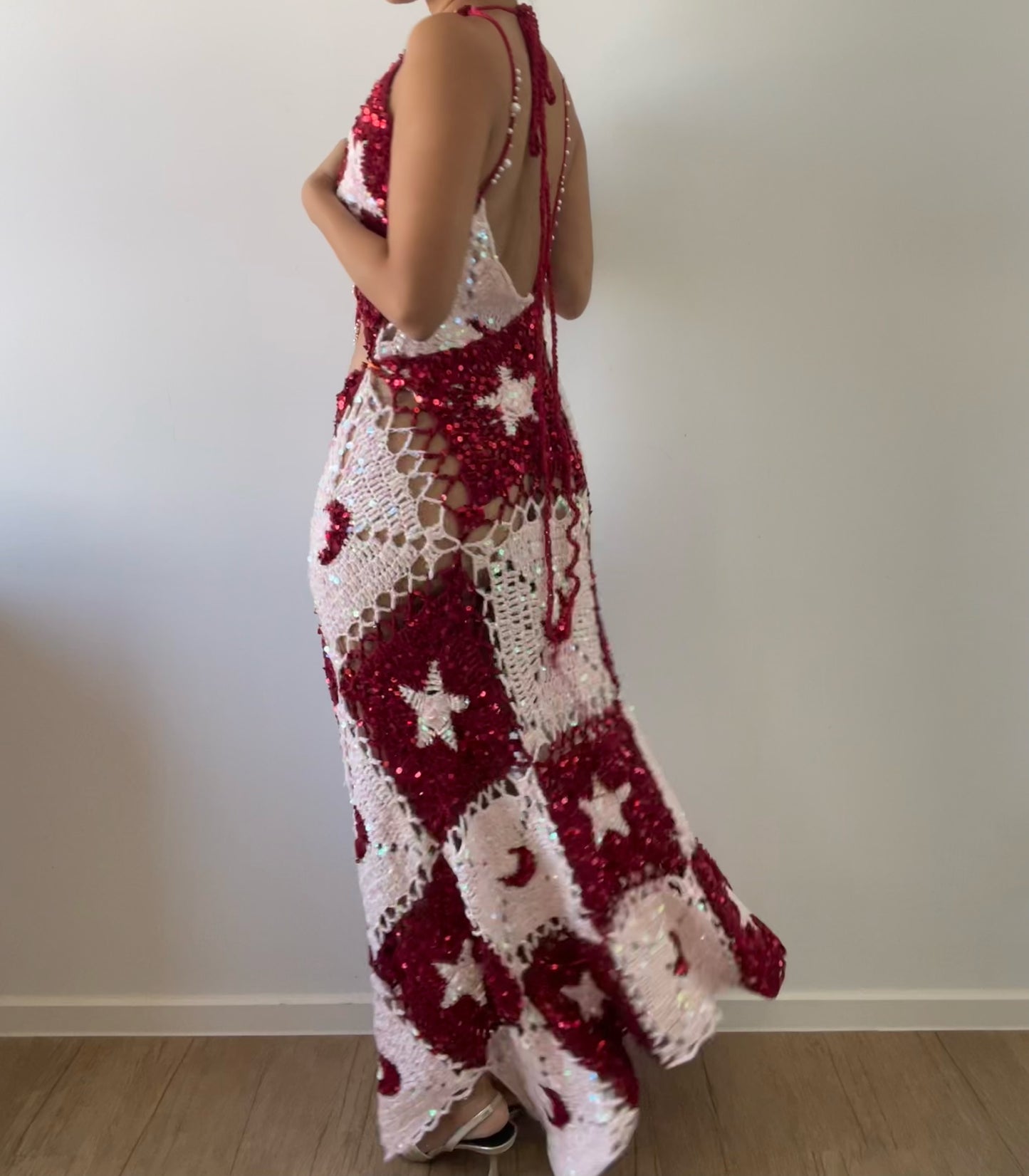 Moon & Star dress - Red & Pink ( long ver.)