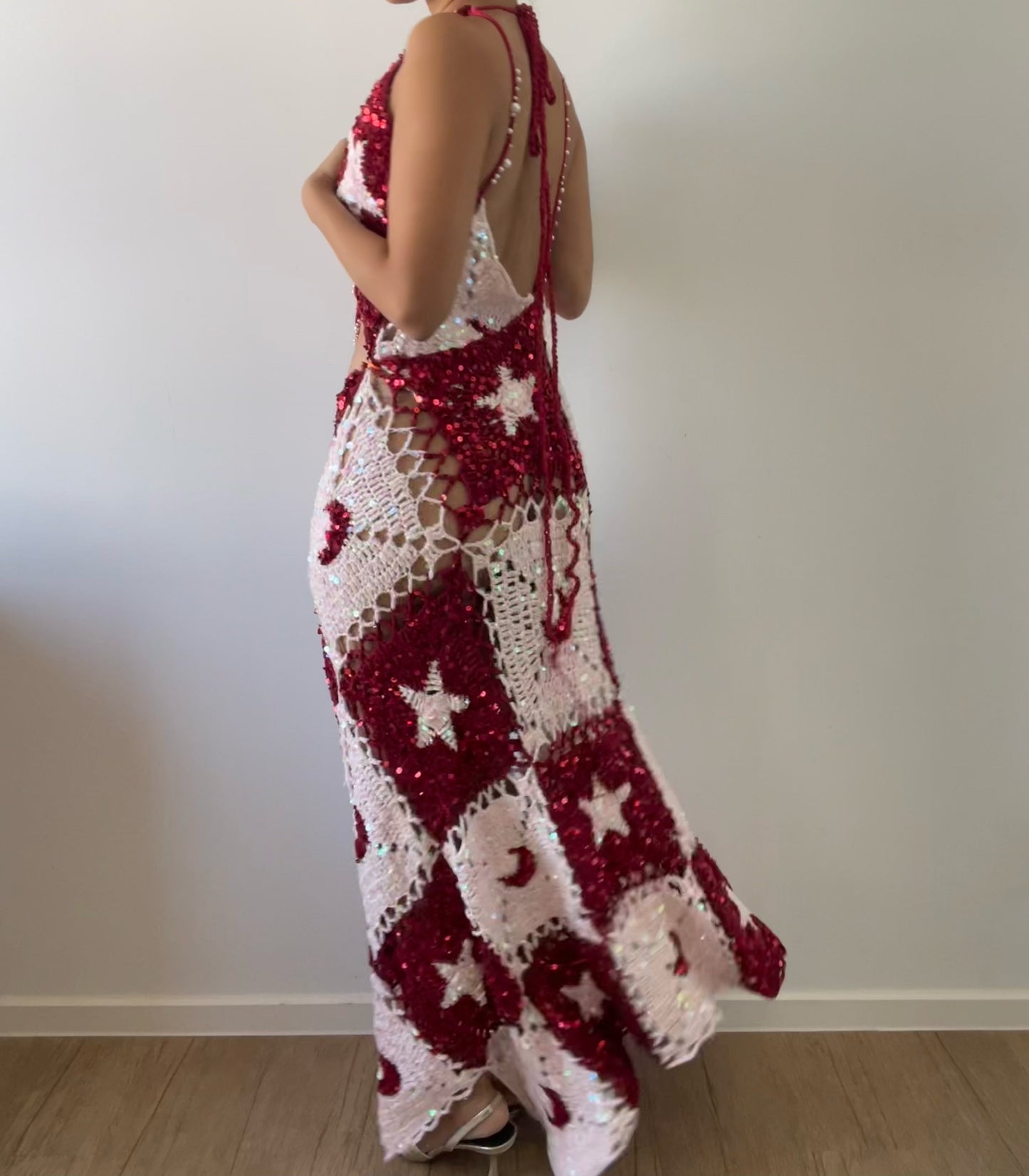 Moon & Star dress - Red & Pink ( long ver.)