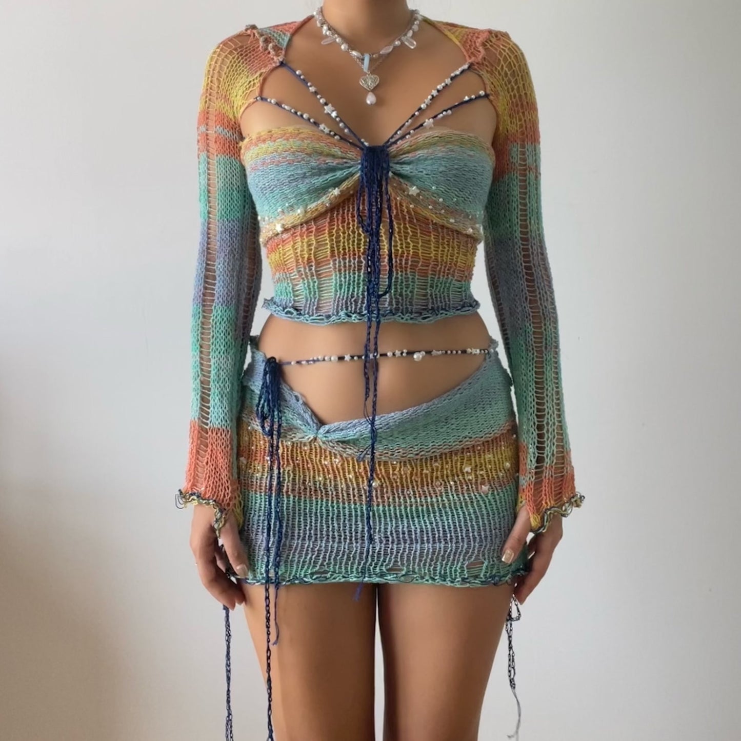 Pearl set ( Top & Skirt ) - Rainbow