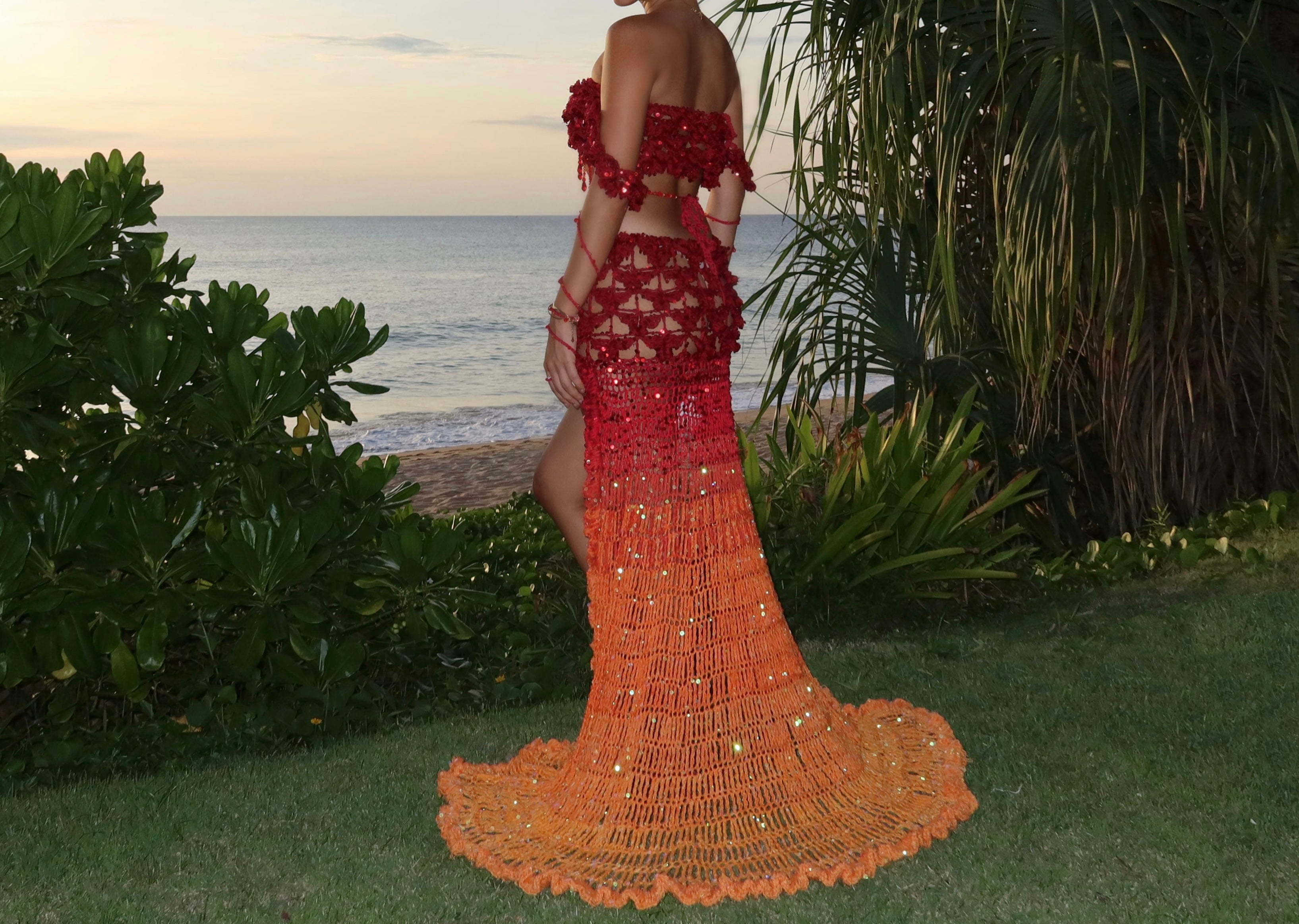 Set - Long tail skirt (See through) 7 Colors Available