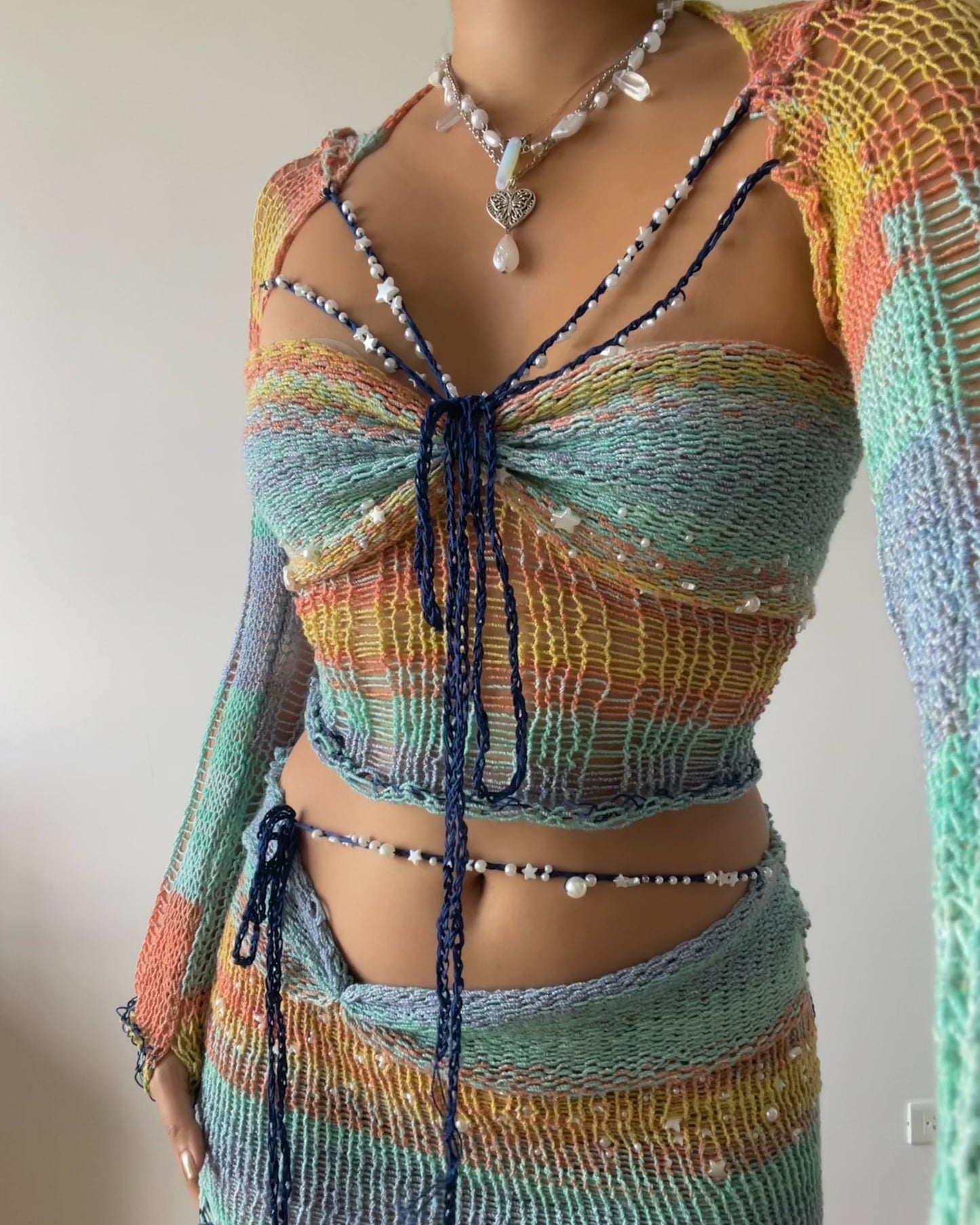 Pearl set ( Top & Skirt ) - Rainbow