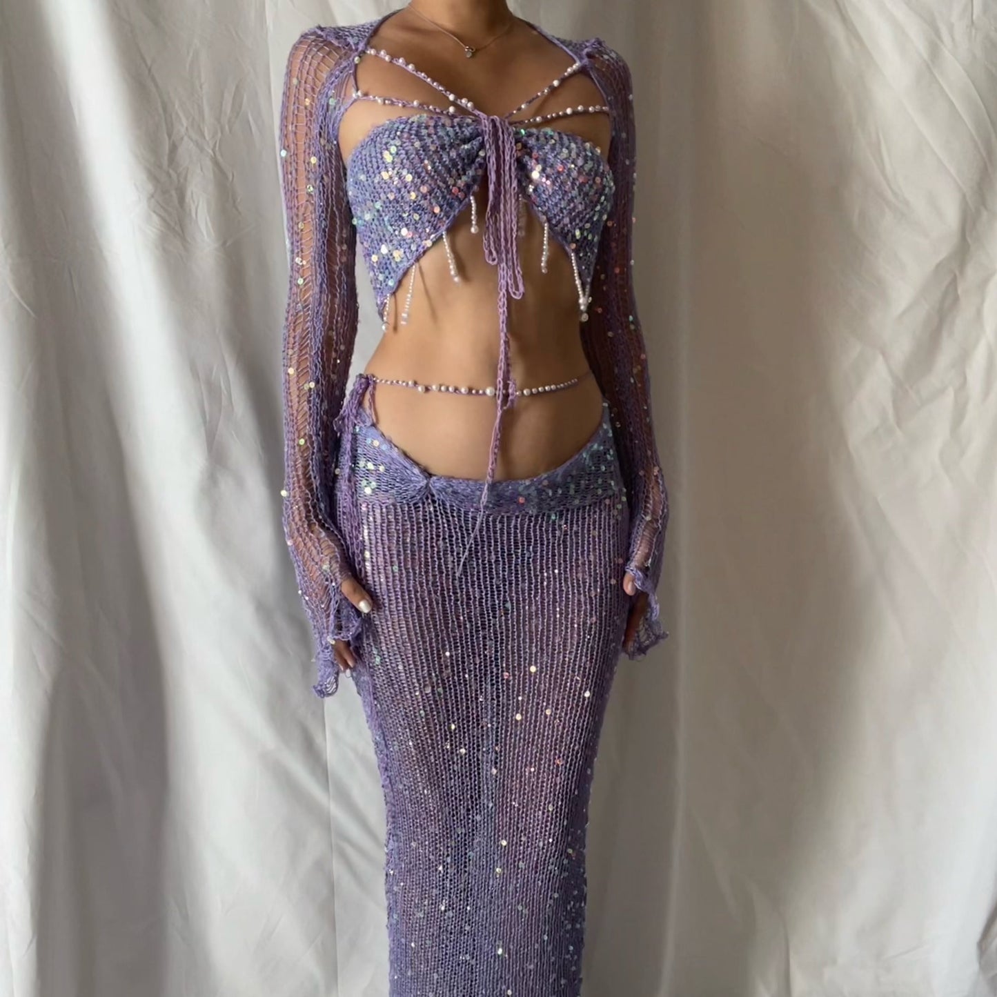 Pearl Set "maxi skirt & short length top" (13 colors available)
