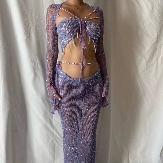Pearl Set "maxi skirt & short length top" (13 colors available)