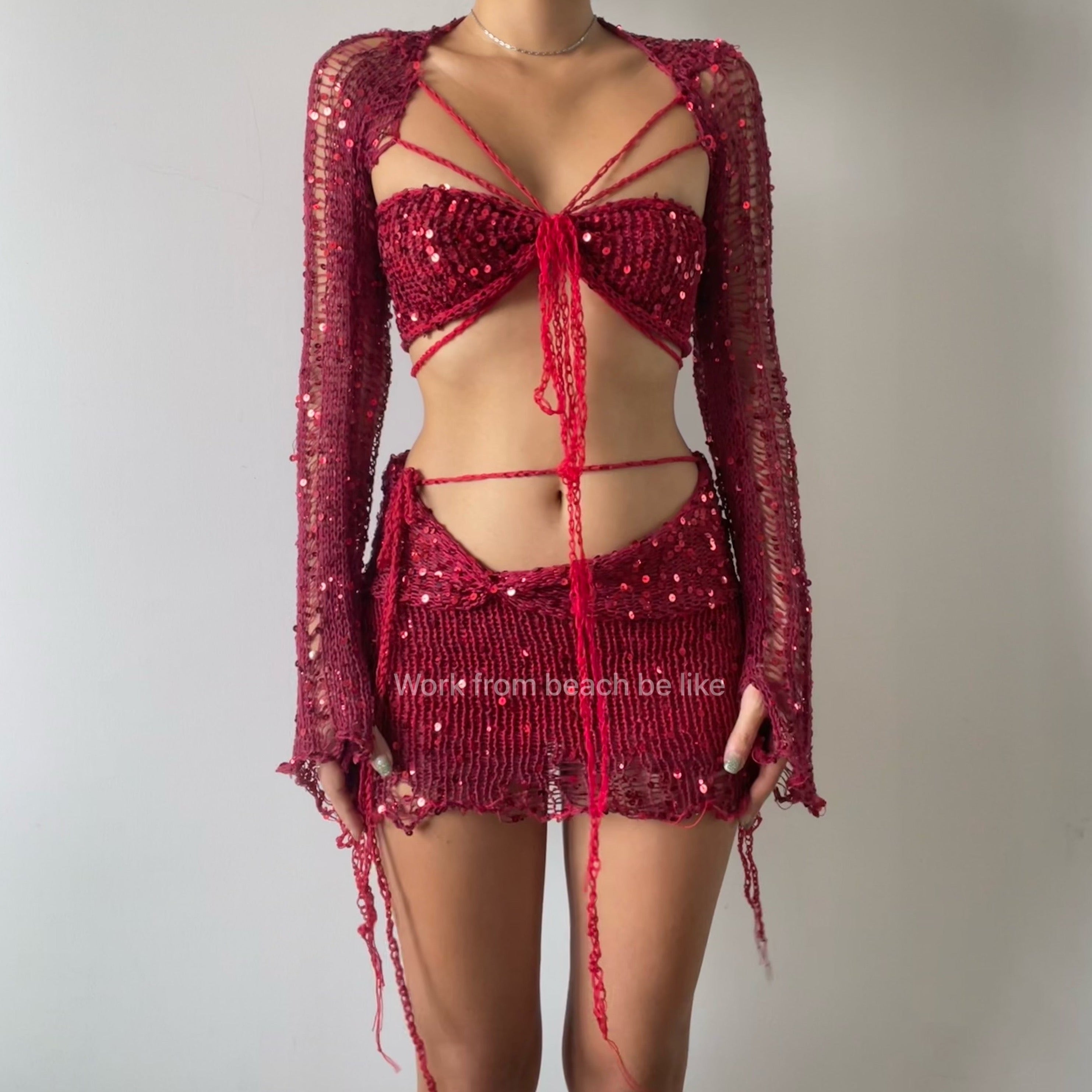 Butterfly set (Top & Skirt) - Red