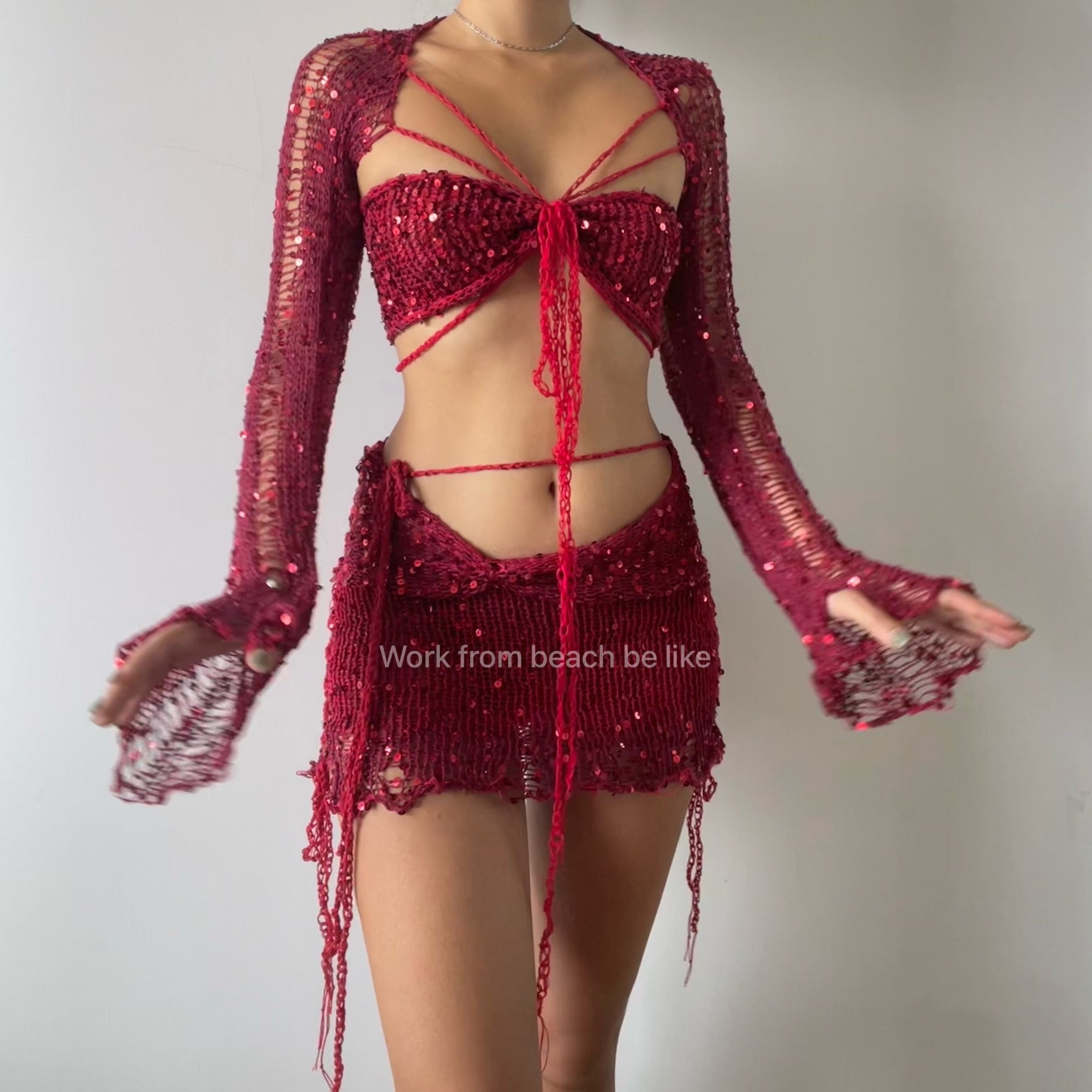 Butterfly set (Top & Skirt) - Red