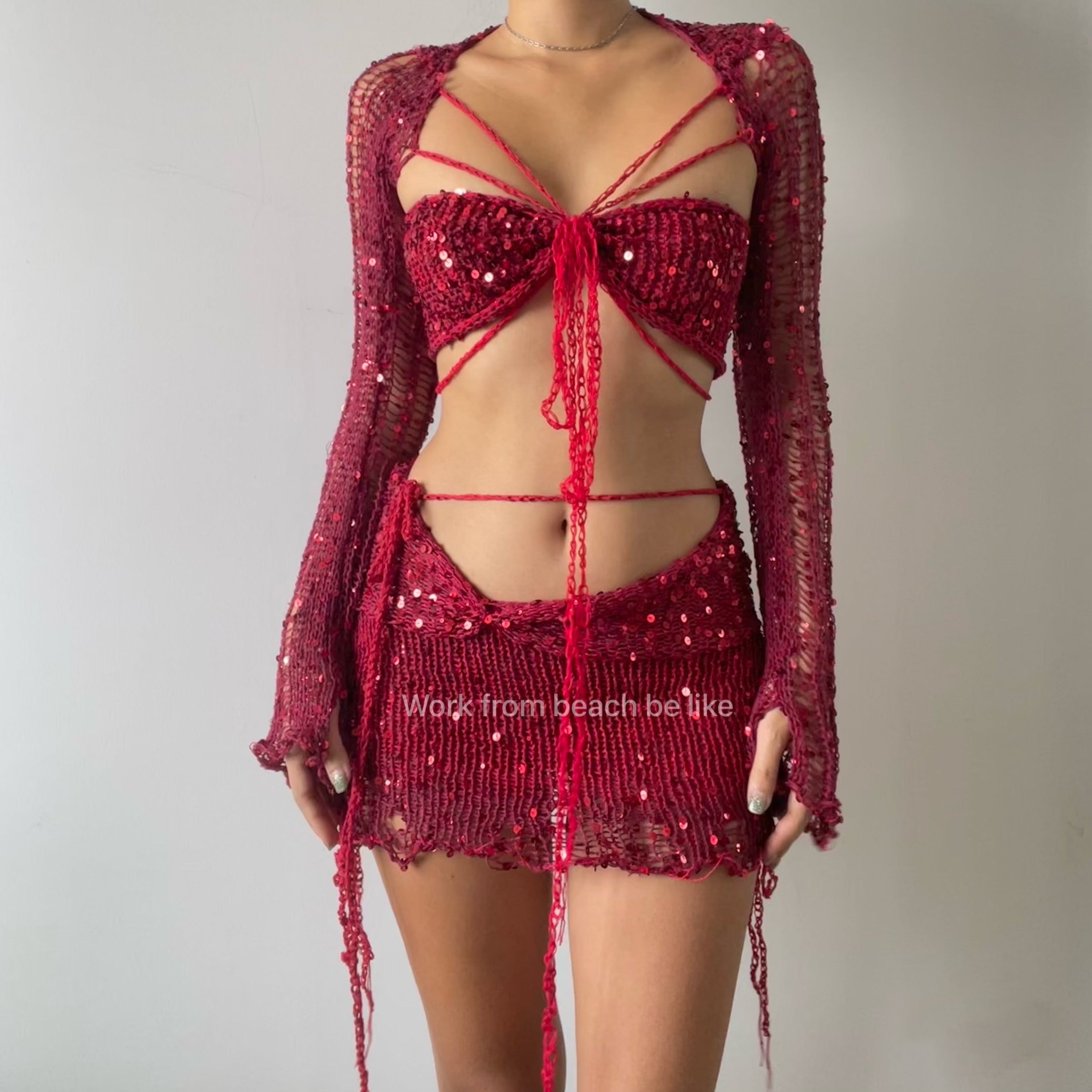 Butterfly set (Top & Skirt) - Red