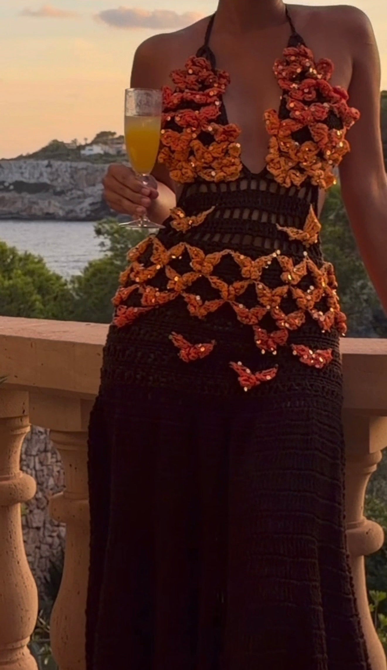 S : Cali dress - Brown & Orange
