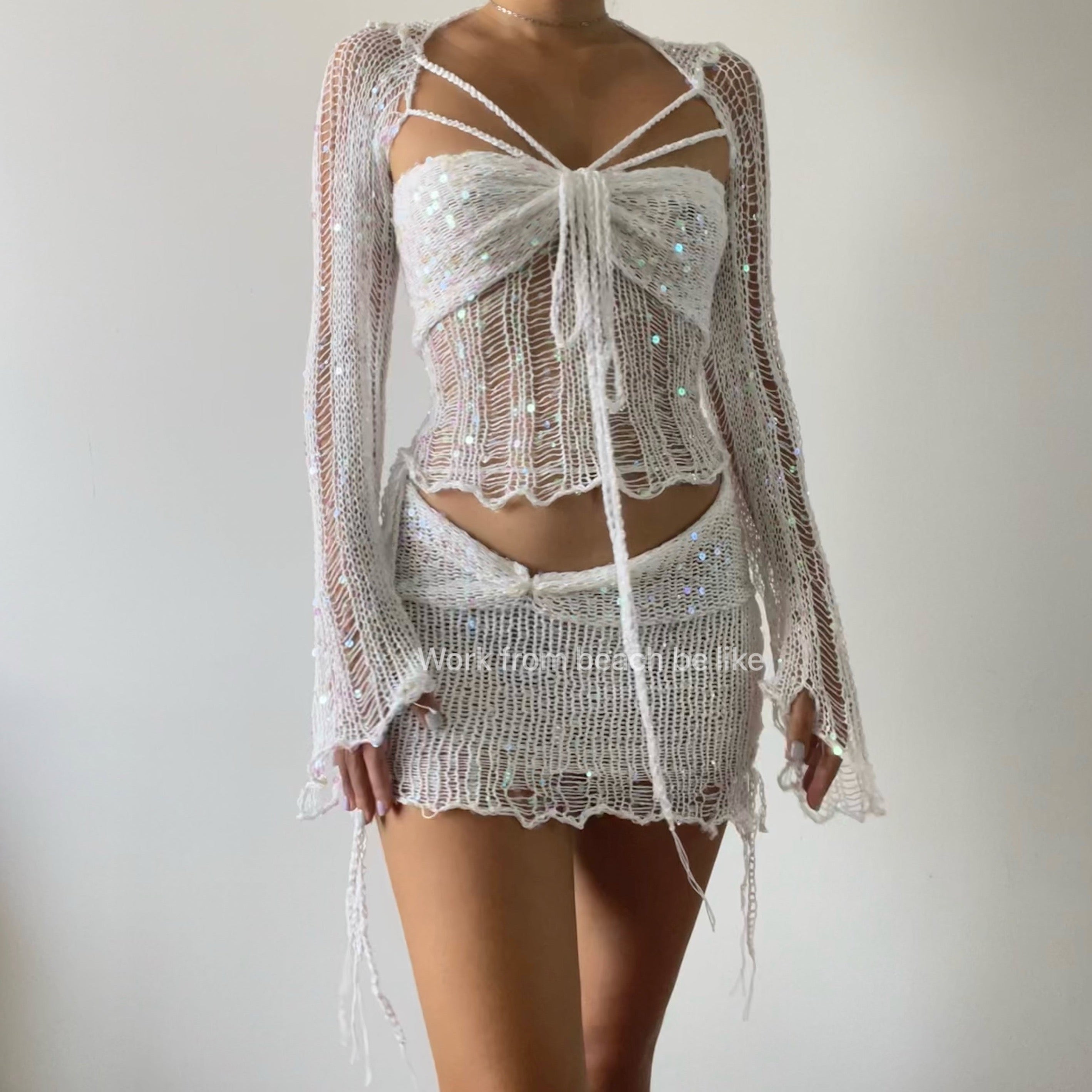 Butterfly set (Top & Skirt) - White