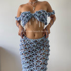 Butterfly set ( Top & Skirt ) - Blue