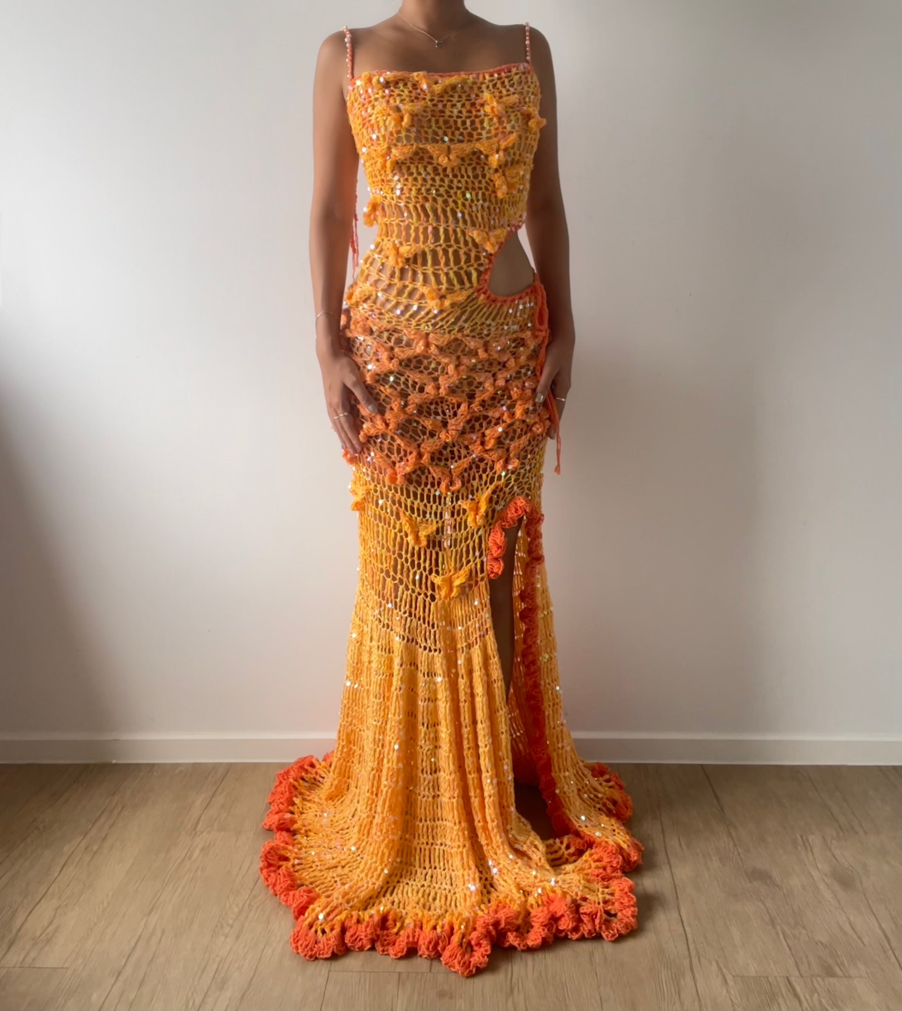orange butterfly dress Social Butterfly Knit Dress