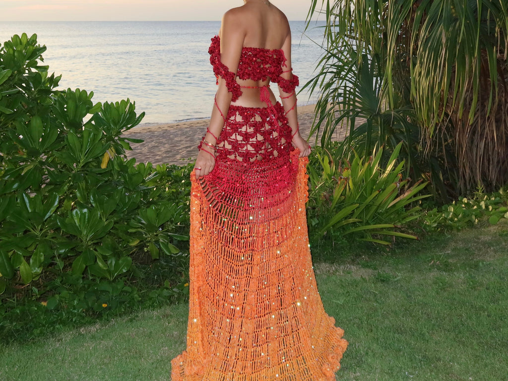 Set - Long tail skirt (See through) 7 Colors Available