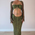 Butterfly set (Maxi skirt) - Dark Green