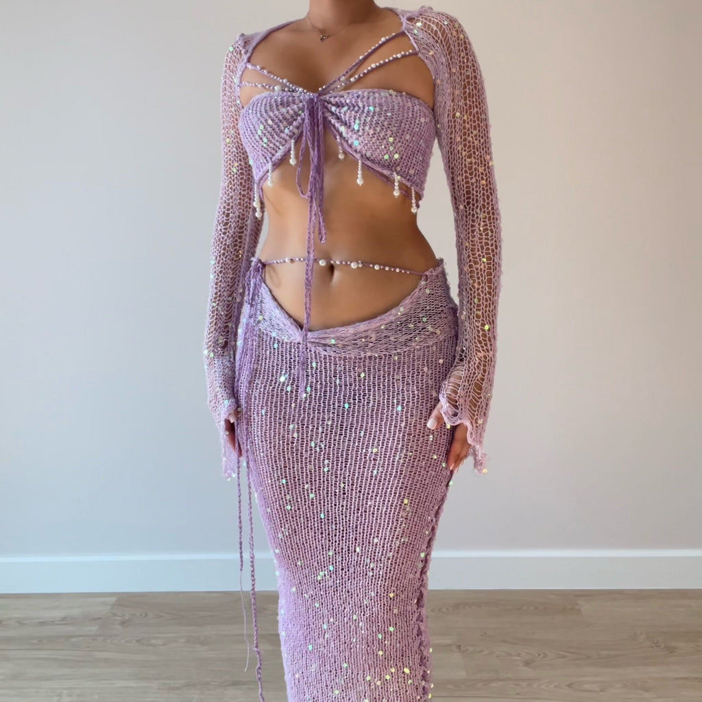 Butterfly set (Maxi skirt) - Pale Purple