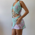 Moon & Star dress - Mint & Pale purple ( short ver.)