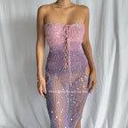 Fluffy "Maxi dress" (Black/Dark Green and Pale Purple/Pink)