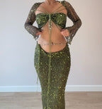 Butterfly set (Maxi skirt) - Dark Green