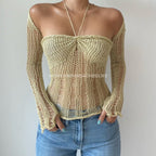 Sleeves Halter Top - Pistachio