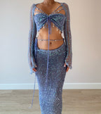 Butterfly set (Maxi skirt) - Blue