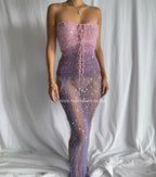 Fluffy "Maxi dress" (Black/Dark Green and Pale Purple/Pink)