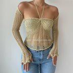 Sleeves Halter Top - Pistachio