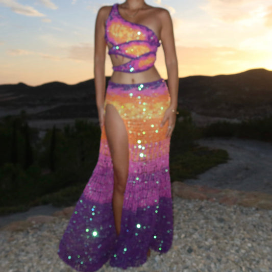 Butterfly set - Purple & Orange (Maxi skirt) (available to ship on Oct, 10th)