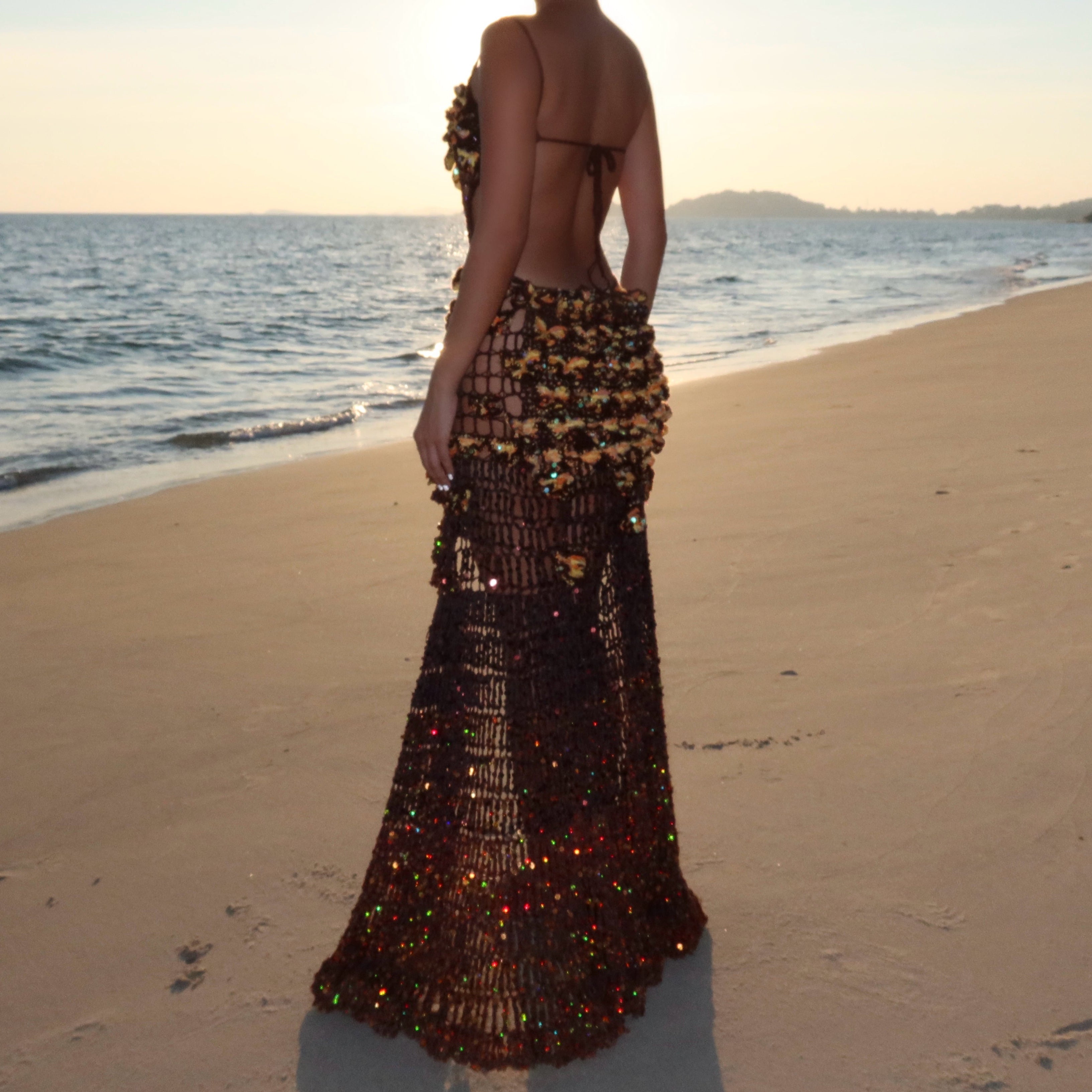 Butterfly Dress - Brown & Gold Work from beach be like Butterfly Dress - Brown & Gold Work from beach be like