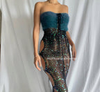 Fluffy "Maxi dress" (Black/Dark Green and Pale Purple/Pink)