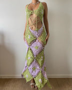 Moon & Stars dress - Lime & Pale purple ( Long ver.)