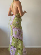 Moon & Stars dress - Lime & Pale purple ( Long ver.)