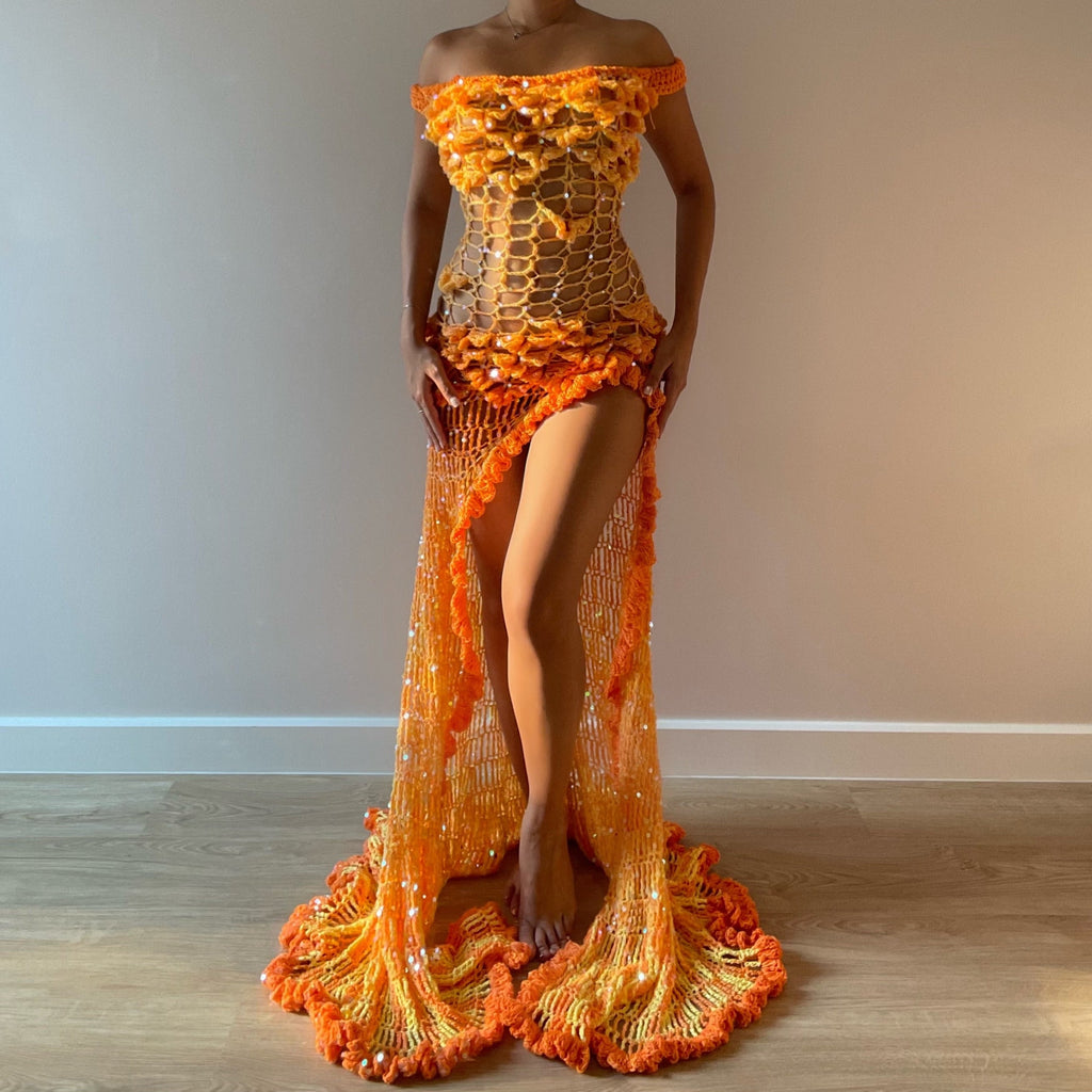 Butterfly dress - Orange & Yellow