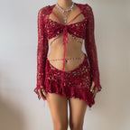 Pearl set ( Top & Skirt ) - Red