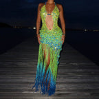 Butterfly dress - Lime & Ocean Blue