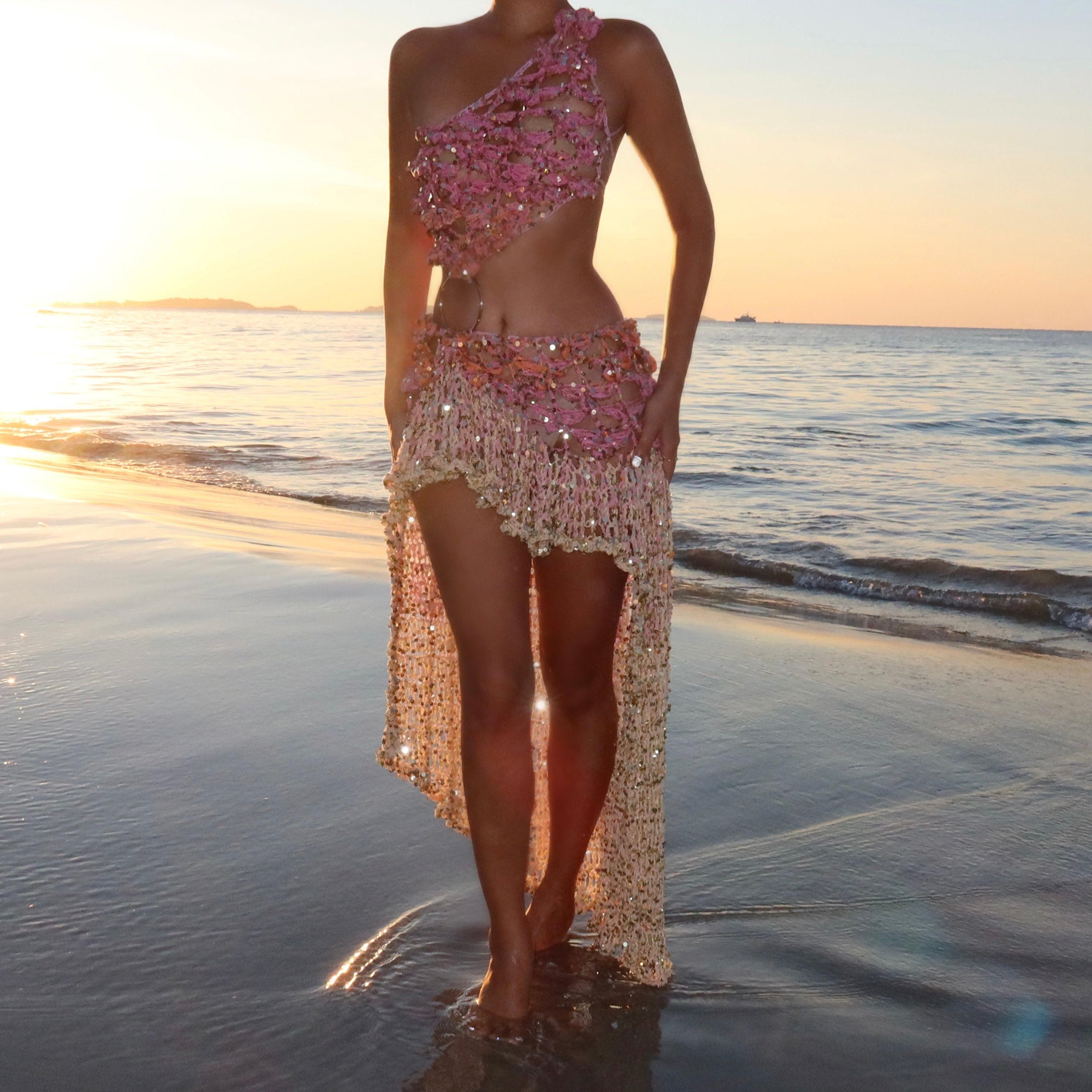 Butterfly Dress - Pink & Gold - XS Butterfly Dress - Pink & Gold - XS