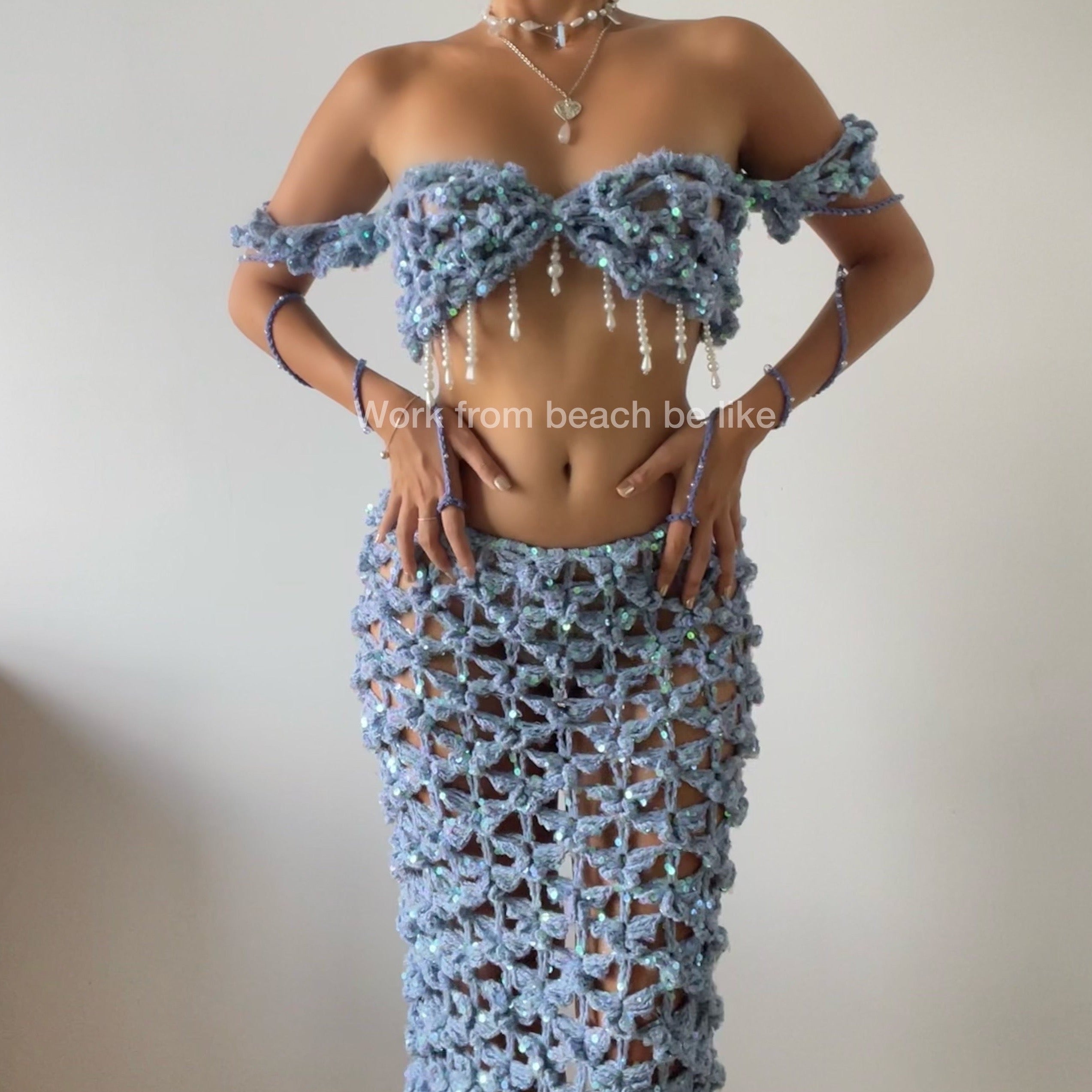 Butterfly set ( Top & Skirt ) - Blue