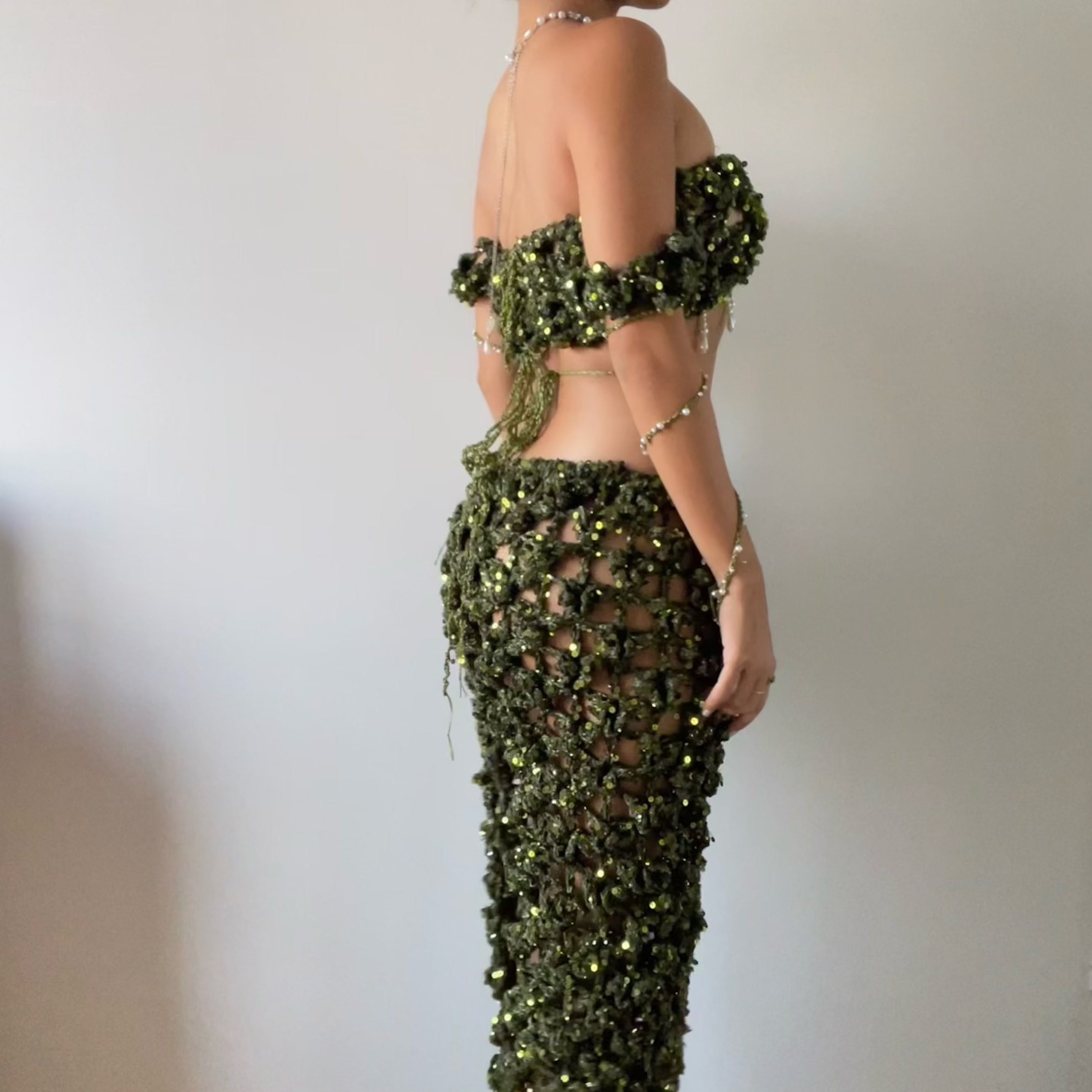 Butterfly set ( Top & Skirt ) - Dark Green