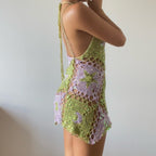Moon & Stars dress - Lime & Pale purple (Short ver.)