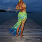 Butterfly dress - Lime & Ocean Blue