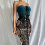 Fluffy "Maxi dress" (Black/Dark Green and Pale Purple/Pink)