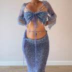 Butterfly set (Maxi skirt) - Blue