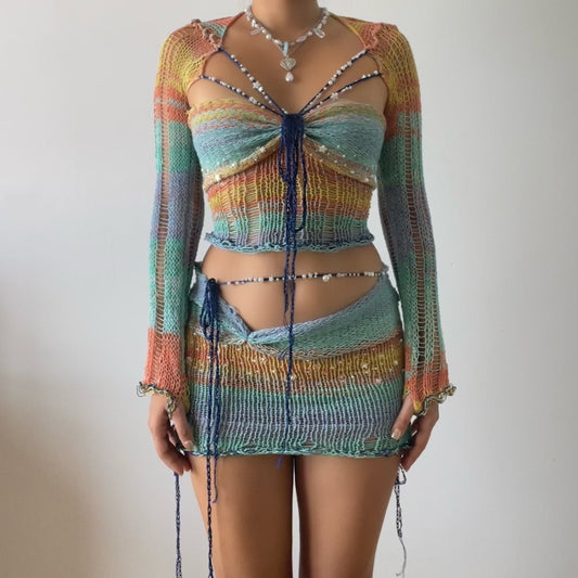 Pearl set ( Top & Skirt ) - Rainbow