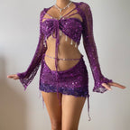 Pearl set ( Top & Skirt ) - Magenta