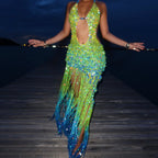 Butterfly dress - Lime & Ocean Blue