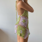 Moon & Stars dress - Lime & Pale purple (Short ver.)