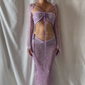 Butterfly set (Top & Long skirt ) - Pale Purple