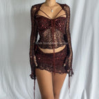 Butterfly set (Top & Skirt) - Dark Brown